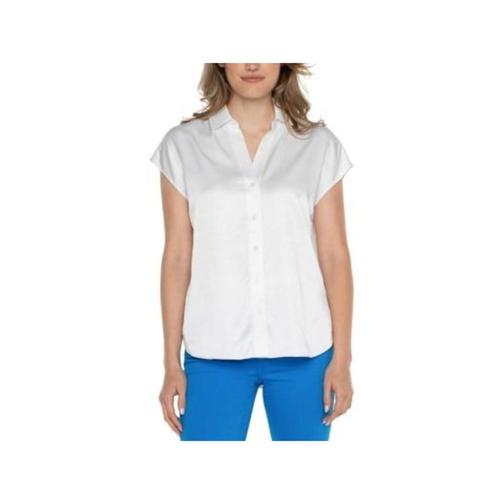 Liverpool Los Angeles Womens Cap-Sleeve Shirt White (XS)